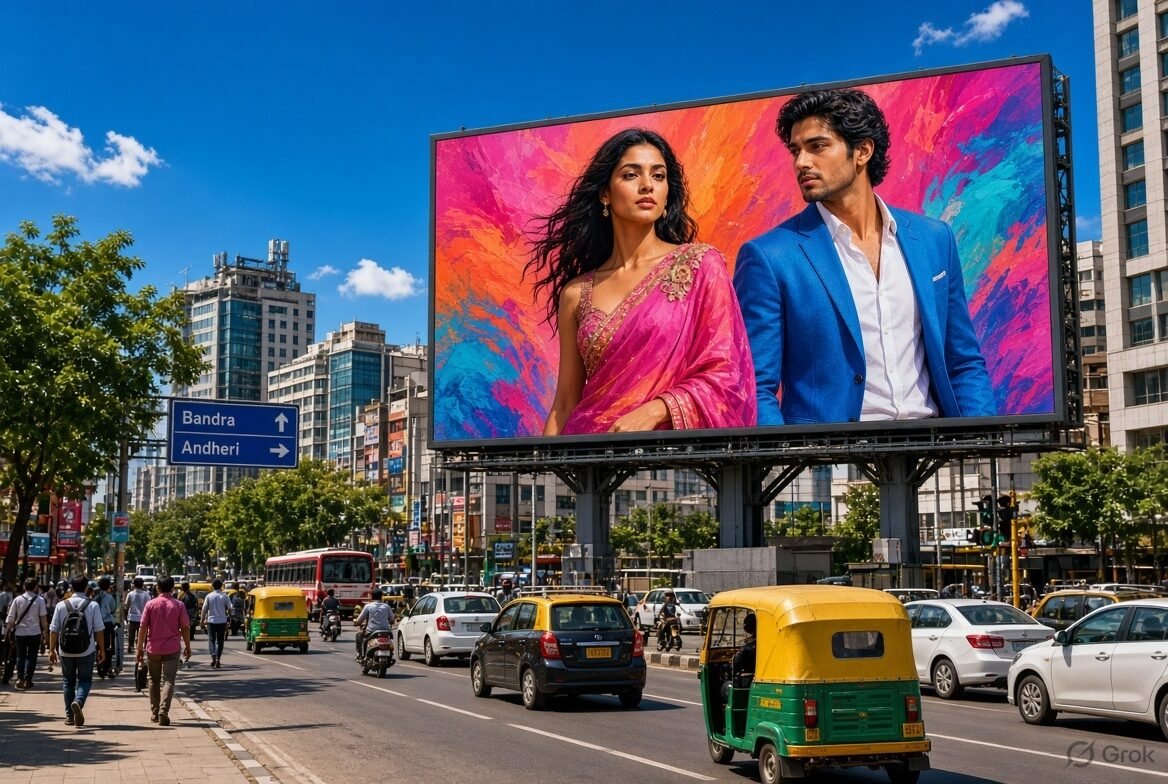 Outdoor advertising campaign on a city street