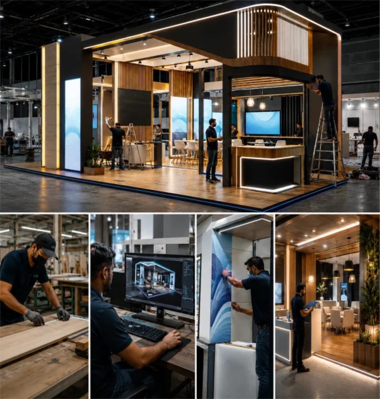 Exhibition stall build: carpentry, 3D design, vinyl wrap and finished booth